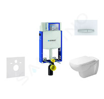 Geberit Kombifix - Modul pro závěsné WC s tlačítkem Sigma50, alpská bílá + Duravit D-Code - WC a sedátko, Rimless, SoftClose 110