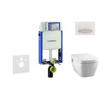 Geberit Kombifix - Modul pro závěsné WC s tlačítkem Sigma50, alpská bílá + Tece One - sprchovací toaleta a sedátko, Rimless, Sof