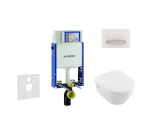 Geberit Kombifix - Modul pro závěsné WC s tlačítkem Sigma50, alpská bílá + Villeroy Boch - WC a sedátko, DirectFlush, SoftClose,