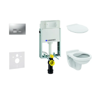 Geberit Kombifix - Set předstěnové instalace, klozet Alpha se sedátkem, tlačítko Delta35, matný chrom 110.100.00.1 NR6
