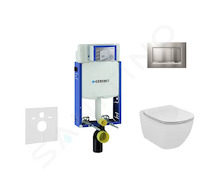 Geberit Kombifix - Set předstěnové instalace, klozetu a sedátka Ideal Standard Tesi, tlačítka Sigma30, matný chrom/chrom 110.302