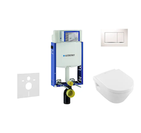 Geberit Kombifix - Set předstěnové instalace, klozetu a sedátka Villeroy & Boch, tlačítka Sigma20, DirectFlush, SoftClose, Ceram