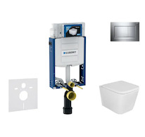 Geberit Kombifix - Set předstěnové instalace, klozetu Arkas a sedátka softclose, tlačítko Sigma20, chrom SANI15CA1108