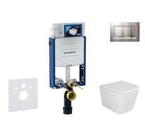 Geberit Kombifix - Set předstěnové instalace, klozetu Arkas a sedátka softclose, tlačítko Sigma30, lakovaný chrom mat/chrom SANI