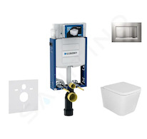Geberit Kombifix - Set předstěnové instalace, klozetu Arkas a sedátka softclose, tlačítko Sigma30, lakovaný chrom mat/chrom SANI