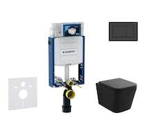 Geberit Kombifix - Set předstěnové instalace, klozetu Arkas a sedátka softclose, tlačítko Sigma30, matná černá/černá SANI15CA550