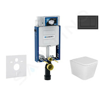 Geberit Kombifix - Set předstěnové instalace, klozetu Arkas a sedátka softclose, tlačítko Sigma30, matná černá/černá SANI15CA510