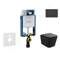 Geberit Kombifix - Set předstěnové instalace, klozetu Arkas a sedátka softclose, tlačítko Sigma30, matná černá/černá SANI15CA550