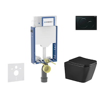 Geberit Kombifix - Set předstěnové instalace, klozetu Arkas I a sedátka softclose, tlačítko Sigma01, černá SANI15CA5509
