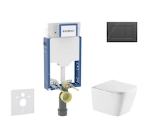 Geberit Kombifix - Set předstěnové instalace, klozetu Arkas I a sedátka softclose, tlačítko Sigma20, černá lesk/černá mat SANI15