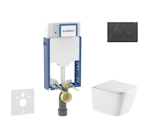 Geberit Kombifix - Set předstěnové instalace, klozetu Arkas I a sedátka softclose, tlačítko Sigma20, černá lesk/černá mat SANI15