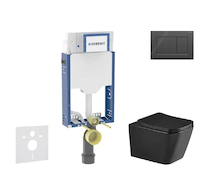 Geberit Kombifix - Set předstěnové instalace, klozetu Arkas I a sedátka softclose, tlačítko Sigma20, černá lesk/černá mat SANI15