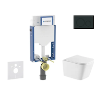 Geberit Kombifix - Set předstěnové instalace, klozetu Arkas I a sedátka softclose, tlačítko Sigma20, matná černá/černá SANI15CA5