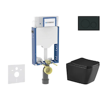 Geberit Kombifix - Set předstěnové instalace, klozetu Arkas I a sedátka softclose, tlačítko Sigma20, matná černá/černá SANI15CA5