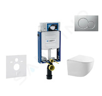 Geberit Kombifix - Set předstěnové instalace, klozetu Gaia a sedátka softclose, tlačítko Sigma01, lakovaný matný chrom SANI15CA1
