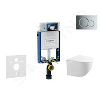 Geberit Kombifix - Set předstěnové instalace, klozetu Gaia a sedátka softclose, tlačítko Sigma01, lesklý chrom SANI15CA1118