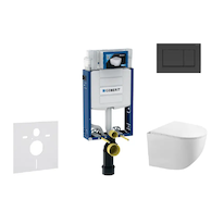 Geberit Kombifix - Set předstěnové instalace, klozetu Gaia a sedátka softclose, tlačítko Sigma20, matná černá/černá SANI15CA5105