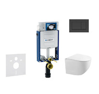 Geberit Kombifix - Set předstěnové instalace, klozetu Gaia a sedátka softclose, tlačítko Sigma20, matná černá/černá SANI15CA5105