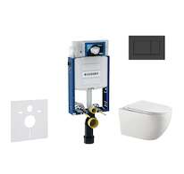 Geberit Kombifix - Set předstěnové instalace, klozetu Gaia a sedátka softclose, tlačítko Sigma30, matná černá/černá SANI15CA5106