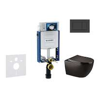 Geberit Kombifix - Set předstěnové instalace, klozetu Gaia a sedátka softclose, tlačítko Sigma30, matná černá/černá SANI15CA5502