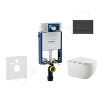 Geberit Kombifix - Set předstěnové instalace, klozetu Gaia a sedátka softclose, tlačítko Sigma30, matná černá/černá SANI15CA5106