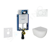 Geberit Kombifix - Set předstěnové instalace, klozetu Oudee a sedátka softclose, tlačítko Sigma01, alpská bílá SANI15CA3110