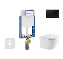 Geberit Kombifix - Set předstěnové instalace, klozetu Oudee a sedátka softclose, tlačítko Sigma01, černá SANI15CA5145
