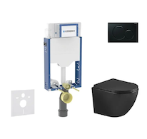 Geberit Kombifix - Set předstěnové instalace, klozetu Oudee a sedátka softclose, tlačítko Sigma01, černá SANI15CA5504