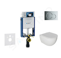 Geberit Kombifix - Set předstěnové instalace, klozetu Oudee a sedátka softclose, tlačítko Sigma01, lesklý chrom SANI15CA1114