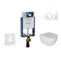 Geberit Kombifix - Set předstěnové instalace, klozetu Oudee a sedátka softclose, tlačítko Sigma20, bílá/chrom SANI15CA3111