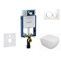 Geberit Kombifix - Set předstěnové instalace, klozetu Oudee a sedátka softclose, tlačítko Sigma20, bílá/pozlacená SANI15CA3119
