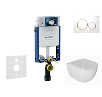 Geberit Kombifix - Set předstěnové instalace, klozetu Oudee a sedátka softclose, tlačítko Sigma20, bílá/pozlacená SANI15CA3122