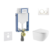 Geberit Kombifix - Set předstěnové instalace, klozetu Oudee a sedátka softclose, tlačítko Sigma20, bílá/pozlacená SANI15CA3155