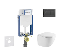 Geberit Kombifix - Set předstěnové instalace, klozetu Oudee a sedátka softclose, tlačítko Sigma20, černá lesk/černá mat SANI15CA