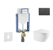 Geberit Kombifix - Set předstěnové instalace, klozetu Oudee a sedátka softclose, tlačítko Sigma20, černá lesk/černá mat SANI15CA