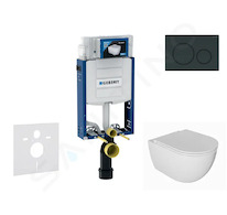 Geberit Kombifix - Set předstěnové instalace, klozetu Oudee a sedátka softclose, tlačítko Sigma20, černá lesk/černá mat SANI15CA