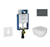 Geberit Kombifix - Set předstěnové instalace, klozetu Oudee a sedátka softclose, tlačítko Sigma20, matná černá/černá SANI15CA510