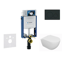 Geberit Kombifix - Set předstěnové instalace, klozetu Oudee a sedátka softclose, tlačítko Sigma20, matná černá/černá SANI15CA511