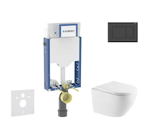 Geberit Kombifix - Set předstěnové instalace, klozetu Oudee a sedátka softclose, tlačítko Sigma20, matná černá/černá SANI15CA515