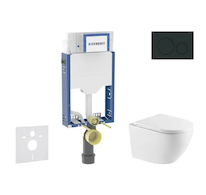 Geberit Kombifix - Set předstěnové instalace, klozetu Oudee a sedátka softclose, tlačítko Sigma20, matná černá/černá SANI15CA515