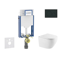 Geberit Kombifix - Set předstěnové instalace, klozetu Oudee a sedátka softclose, tlačítko Sigma20, matná černá/černá SANI15CA516