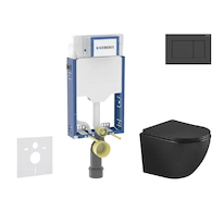 Geberit Kombifix - Set předstěnové instalace, klozetu Oudee a sedátka softclose, tlačítko Sigma20, matná černá/černá SANI15CA550