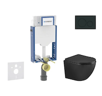 Geberit Kombifix - Set předstěnové instalace, klozetu Oudee a sedátka softclose, tlačítko Sigma20, matná černá/černá SANI15CA550