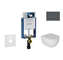 Geberit Kombifix - Set předstěnové instalace, klozetu Oudee a sedátka softclose, tlačítko Sigma20, matná černá/černá SANI15CA510