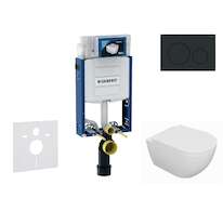 Geberit Kombifix - Set předstěnové instalace, klozetu Oudee a sedátka softclose, tlačítko Sigma20, matná černá/černá SANI15CA511