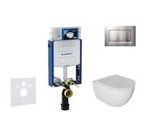 Geberit Kombifix - Set předstěnové instalace, klozetu Oudee a sedátka softclose, tlačítko Sigma30, lakovaný chrom mat/chrom SANI