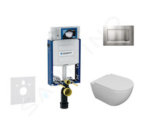 Geberit Kombifix - Set předstěnové instalace, klozetu Oudee a sedátka softclose, tlačítko Sigma30, lakovaný chrom mat/chrom SANI