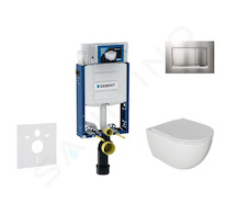 Geberit Kombifix - Set předstěnové instalace, klozetu Oudee a sedátka softclose, tlačítko Sigma30, lakovaný chrom mat/chrom SANI