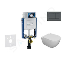 Geberit Kombifix - Set předstěnové instalace, klozetu Oudee a sedátka softclose, tlačítko Sigma30, matná černá/černá SANI15CA510