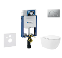 Geberit Kombifix - Set předstěnové instalace, klozetu Oudee Vortex a sedátka softclose, tlačítko Sigma01, lakovaný matný chrom S